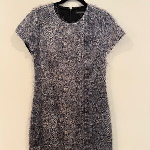 Banana Republic shift dress - snake print eyelash fringe